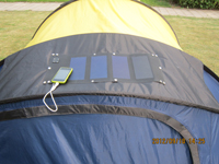 back view of 3 man solar pop up tent(with solar panel) 